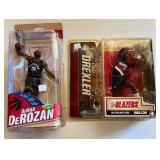 (2) MacFarlane Basketball Figures - Clyde Drexler and DeMar DeRozan
