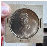 Various Baseball Memorabilia - Ebbets Field, Bob Feller Coin, Satchel Paige Gold Card, Babe Ruth, Ty Cobb