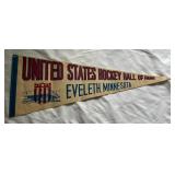 Vintage United States Hockey Hall of Fame Eveleth, Minnesota Pennant