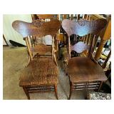 Two Matching Antique Wood Chairs. 21 Inches Wide by 38 Inches High.