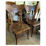 Two Matching Antique Wood Chairs. 21 Inches Wide by 38 Inches High.
