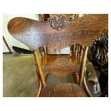 Two Matching Antique Wood Chairs. 21 Inches Wide by 38 Inches High.