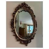 Ornate Gold Framed Mirror Measuring 18 Inches by 29 Inches.