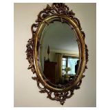 Ornate Gold Framed Mirror Measuring 18 Inches by 29 Inches.