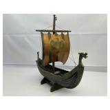 Antique Danish Bronze and Copper Viking Tall Ship.