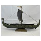Antique Danish Bronze and Copper Viking Tall Ship. 17 inches tall.