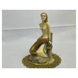 Golden Mermaid Statue by Cook Company Fine Art Sculptures. Cultured Ivory.