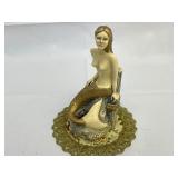 Golden Mermaid Statue by Cook Company Fine Art Sculptures. Cultured Ivory.