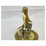 Golden Mermaid Statue by Cook Company Fine Art Sculptures. Cultured Ivory.