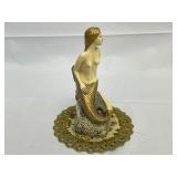 Golden Mermaid Statue by Cook Company Fine Art Sculptures. Cultured Ivory.