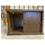 Mid-Century Modern Cabinet with Sliding Doors. 22 Inches Wide by 17 Inches Deep by 15 Inches High.