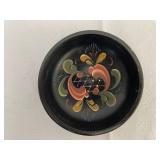 Rosemaled Plates and Bowl. Plates are 8 Inches and 6 Inches Diameter and Bowl is 4.5 Inches.