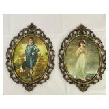 Paintings in Matching Frames of a Young Man and a Young Woman.