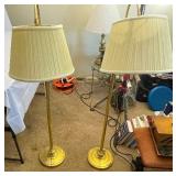 Matching Vintage Brass Floor Lamps with 2 Prong Plugs.