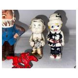 Various Figurines and Christmas Ornaments.