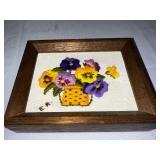 Embroidered and Framed Wall Hanging.