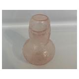 Gorgeous Vintage Depression Pink Glass Tumble Up, Bedside Carafe, and Cup Measuring 8 Inches Tall.