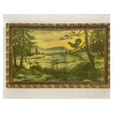 Maleri Print in Ornate Gold Frame Measuring 30 Inches by 18.5 Inches.