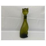 Green Glass Cat Decanter.