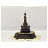Woodcarving of Borgund Stave Church. Hand Carved by Henning of Norway. Comes with Wood Stand and Doilies.