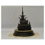 Woodcarving of Borgund Stave Church. Hand Carved by Henning of Norway. Comes with Wood Stand and Doilies.
