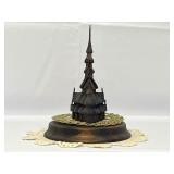 Woodcarving of Borgund Stave Church. Hand Carved by Henning of Norway. Comes with Wood Stand and Doilies.