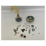 Trinket Box and Decorative Flask with Feather.