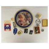 Tin of Various Lapel Pins, Collectors Medallions, Etc.