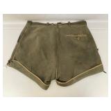 Authentic Leather Lederhosen with Leaf Outlined Pockets.