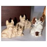 Wood Box with Porcelain Animals Inside.