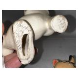 Wood Box with Porcelain Animals Inside.