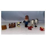 Various Figurines and Christmas Ornaments.