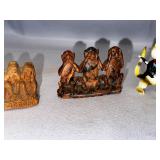 Various Figurines and Christmas Ornaments.