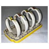 Three-Slice Antique Toast Rack with Floral Design, Noritake.