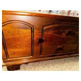 Wood Hope Chest. 17 Inches Wide by 36 Inches Long by 18 Inches High.