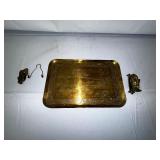 Brass Pelican Door Knocker and Brass Serving Tray.