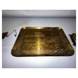 Brass Pelican Door Knocker and Brass Serving Tray.