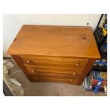 Three-Drawer Wood Dresser.