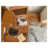 Books on Travel to Europe and Variety of Trinkets, Leather Wallets, and Necklaces for Men.