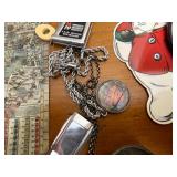 Books on Travel to Europe and Variety of Trinkets, Leather Wallets, and Necklaces for Men.