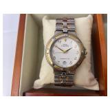 Wooden Box of Mens Watches and Bracelets.