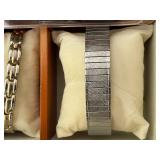 Wooden Box of Mens Watches and Bracelets.