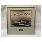 Vintage P-40 Flying Tigers Photo Print in Frame Signed by Pilots