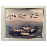 Vintage P-40 Flying Tigers Photo Print in Frame Signed by Pilots