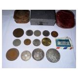 Various vintage coins as seen in photo