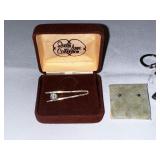 Vintage keychains, stud earrings, and magnificent Queen Anne collection cubic zirconia lapel pin