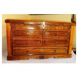 Wood Thomas museum series classic cabinet with lid and five display drawers measuring 23 inches x 11 1/2 inches x 14 inches