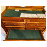 Wood Thomas museum series classic cabinet with lid and five display drawers measuring 23 inches x 11 1/2 inches x 14 inches
