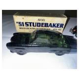 Three vintage cars, one Avon 1951 Studebaker aftershave bottle and VW convertible