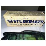 Three vintage cars, one Avon 1951 Studebaker aftershave bottle and VW convertible
